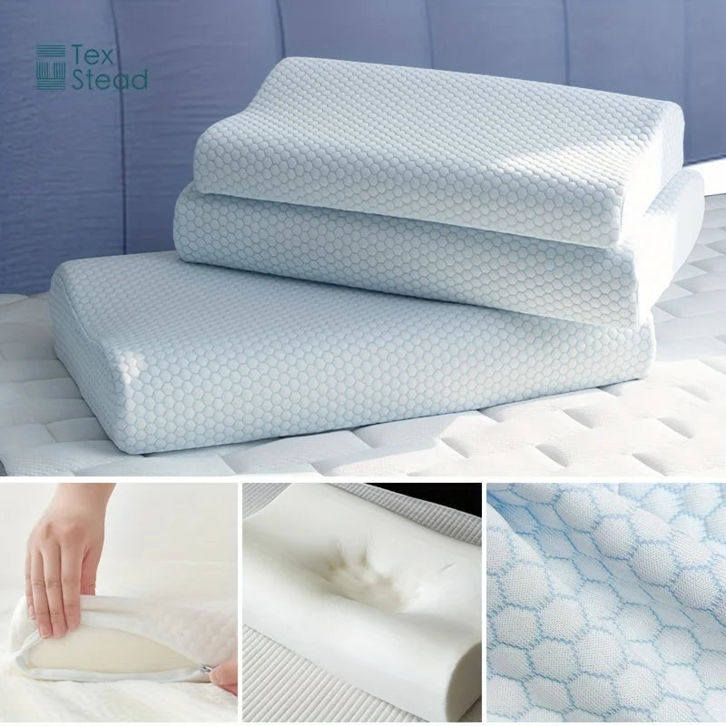 1pc Cooling Memory Foam Pillow - Orthopedic Cervical Support, Breathable Viscose Fabric Cover