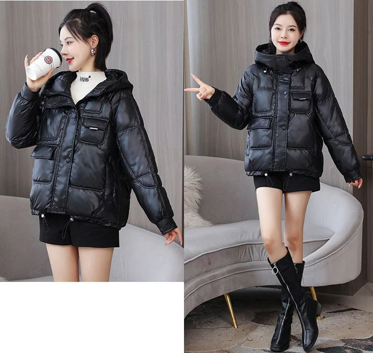 Coats New In Winter Puffer Hooded Coat For Women 2025 High Quality Parkas Demi-season Black Promotion Padding Woman Down Jacket