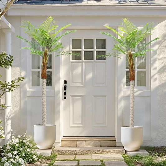 2pcs Artificial Palm Tree with 15pcs Leaves 210cm Tall Large Artificial Plants for Living Room Balcony Home Wedding Party Decor