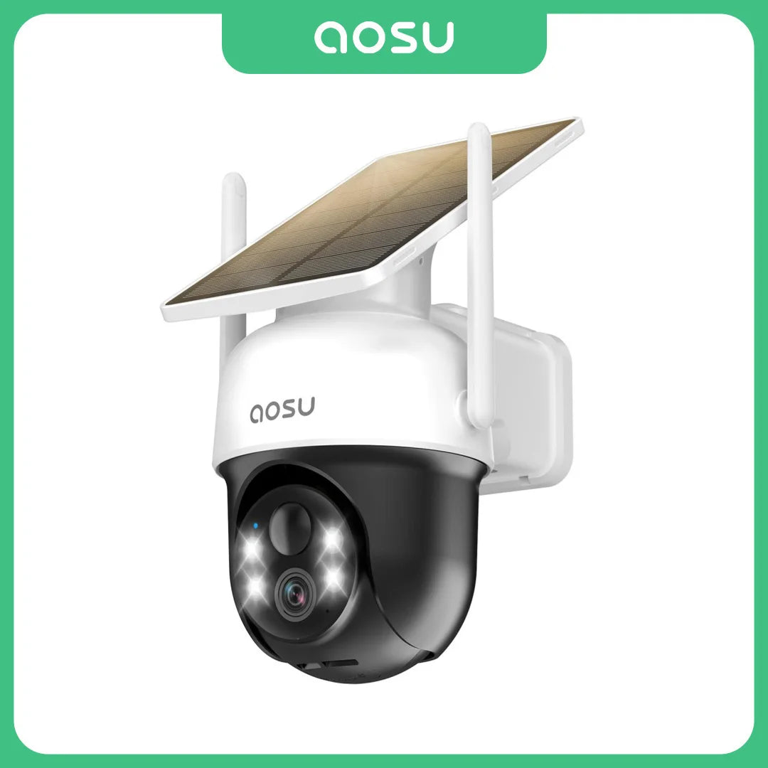AOSU 3MP 100% Wire-Free Solar WiFi Camera 5000mAh Battery Two-way Audio Security Camera Wireless Solar Panel PTZ CCTV Camera