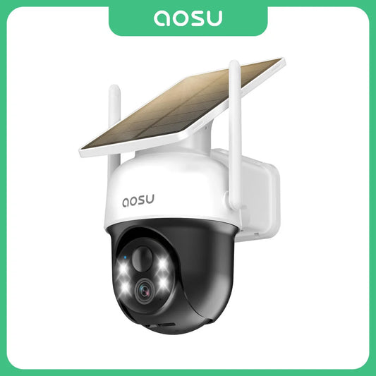 AOSU 3MP 100% Wire-Free Solar WiFi Camera 5000mAh Battery Two-way Audio Security Camera Wireless Solar Panel PTZ CCTV Camera
