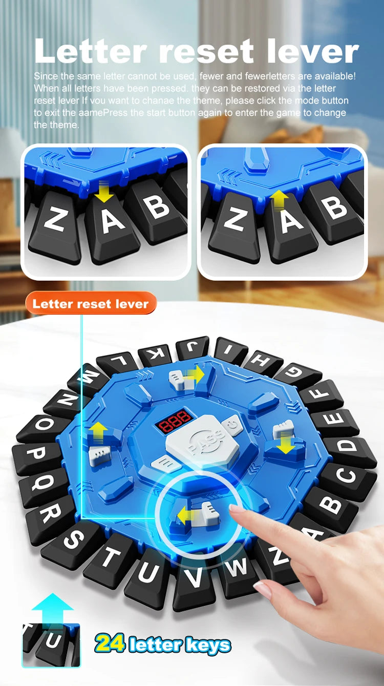 Word Game Family Board Game with Digital Display Timer Fun Fast-Paced 24-Letter Game for Learning Party Interactive