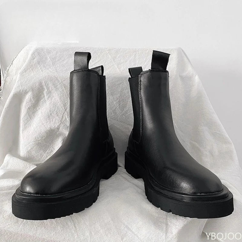 spring autumn new boots for men simple comfortable versatile thick sole high height wear resistant anti slip men's boots