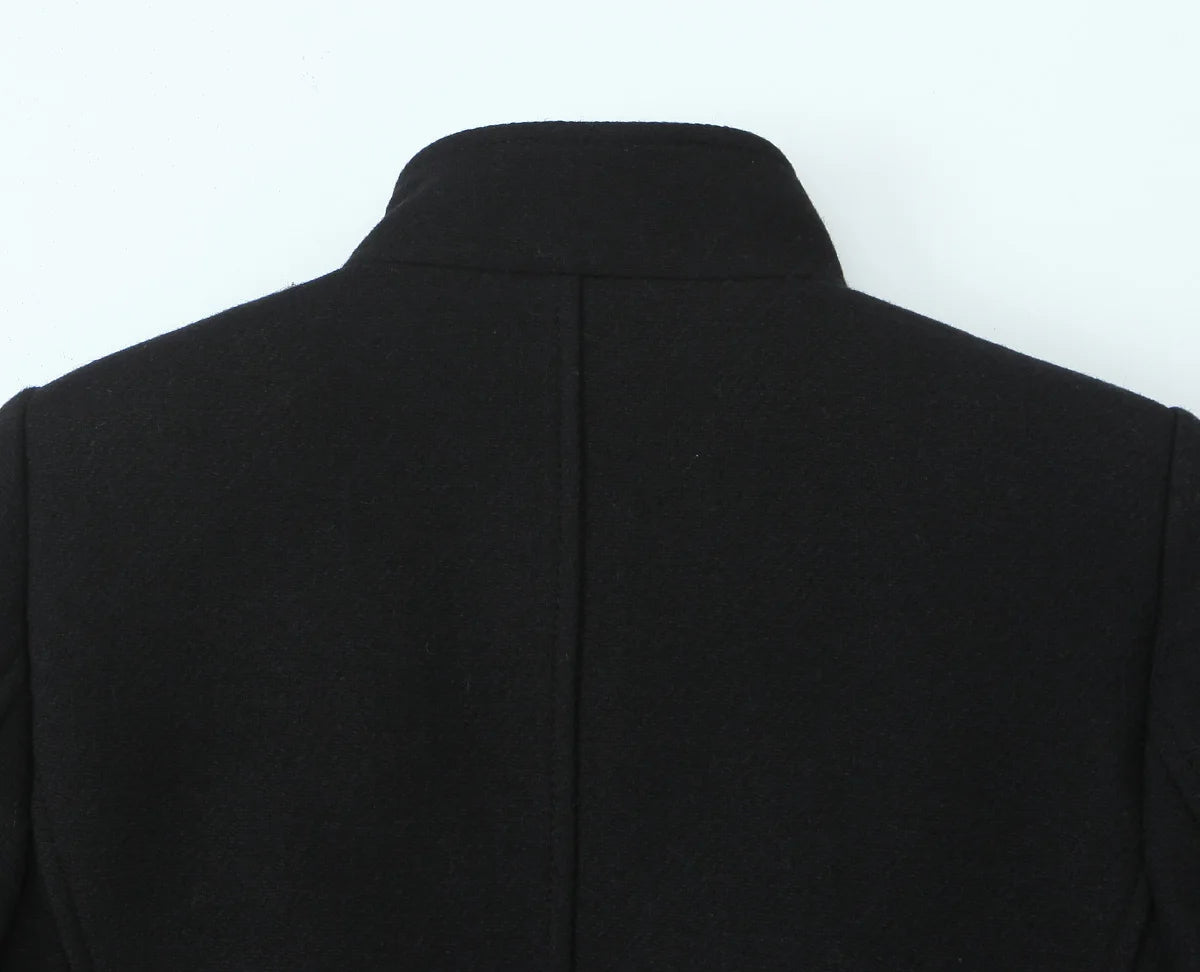 Woolen Coat Fall Fashion Black Long Coat Elegant And Pretty Women's Coats American Retro Autumn Outerwear Urban Coats