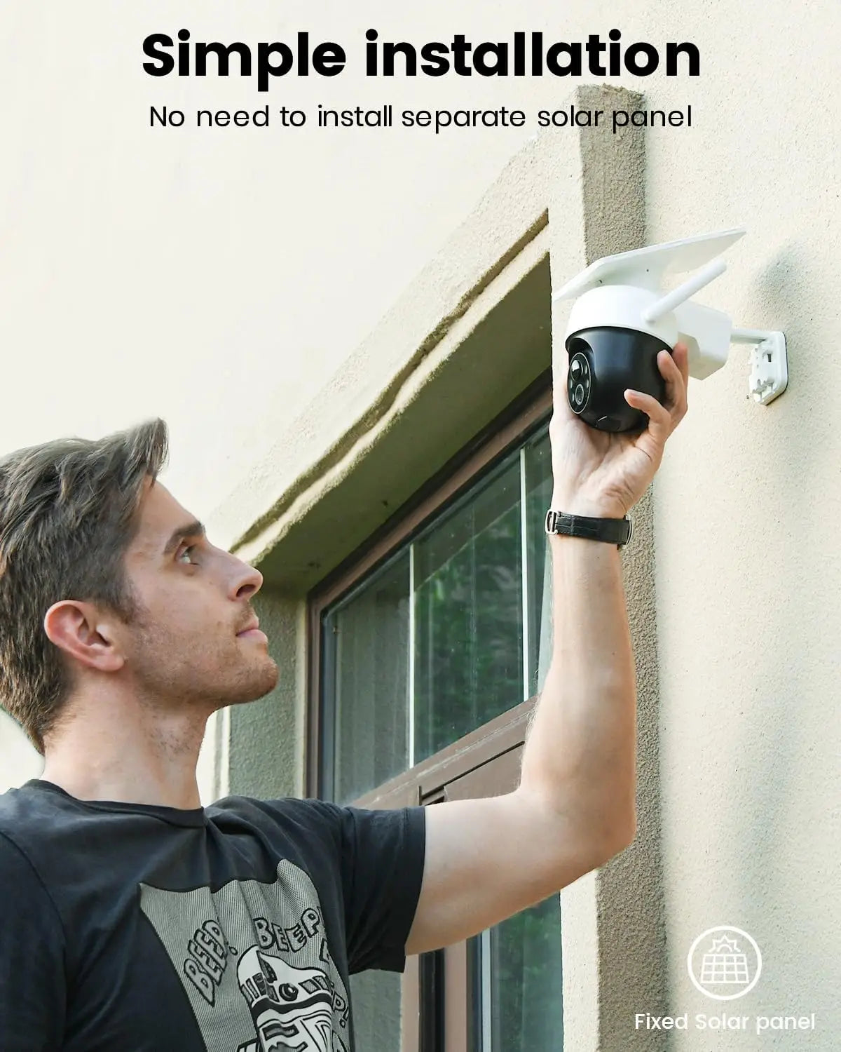 AOSU 3MP 100% Wire-Free Solar WiFi Camera 5000mAh Battery Two-way Audio Security Camera Wireless Solar Panel PTZ CCTV Camera