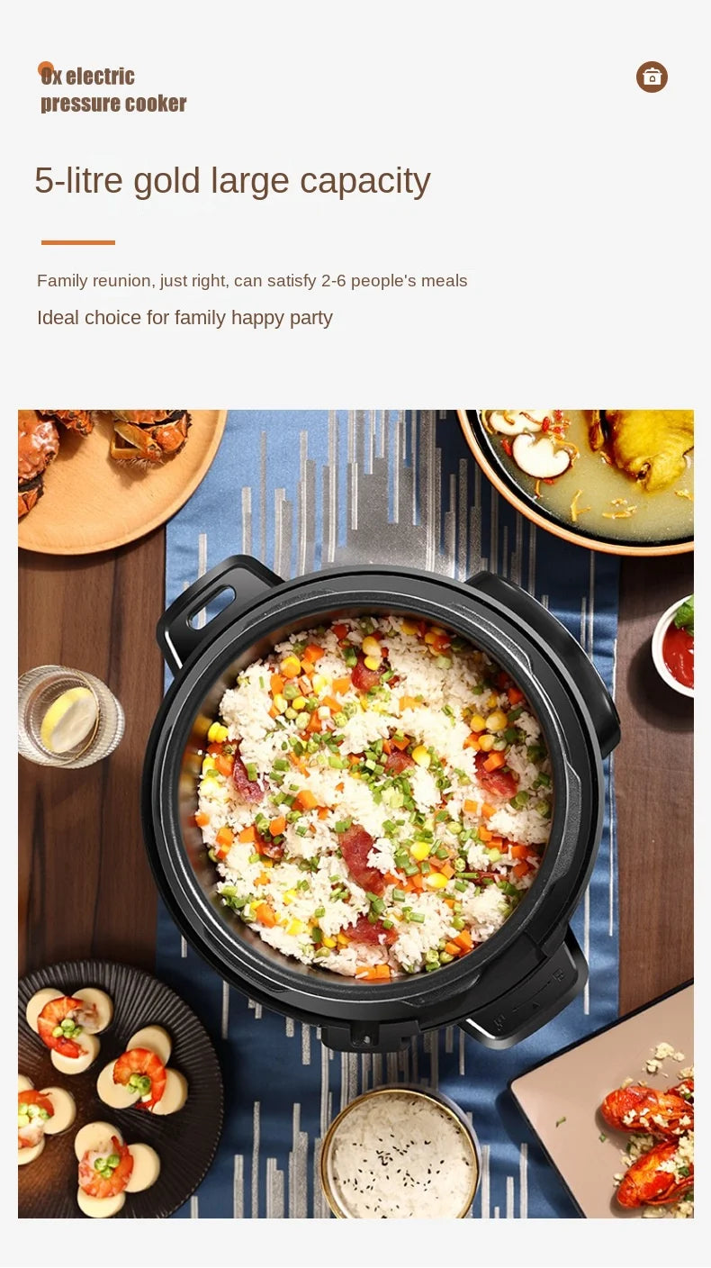 Electric pressure cooker, household multifunctional rice cooker, intelligent 5-liter large capacity