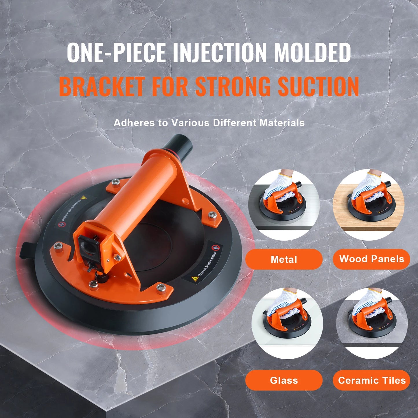 SucceBuy 8in Glass Vacuum Suction Cup with ABS/Metal Handle Industrial Tile Lifter Tool for Wood Panel Lifting Clearance Sale