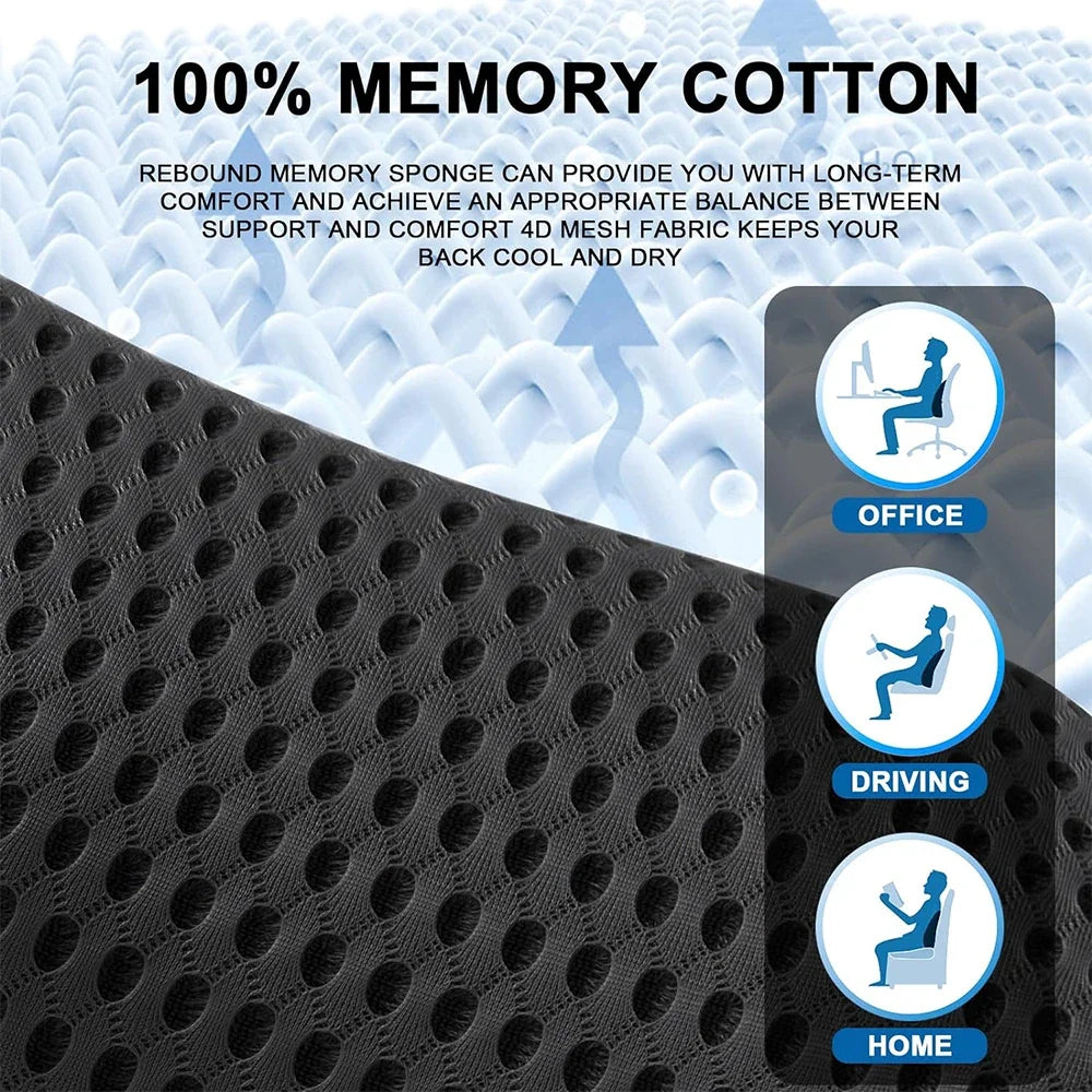 Memory Foam Lumbar Support Pillow for Lower Back Pain Relief for Car Seats, Office Chairs, Gaming Consoles,Sofas,Recliners,Beds