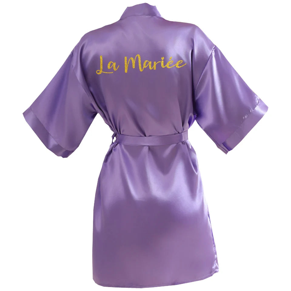 Wedding Bathrobe Bride Robe La Mariée Gown Bridal Robe White Elegant Bridal Nightgown for Brides Témoins
