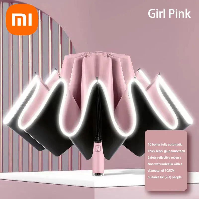 Xiaomi Umbrella Windproof Strong With Reflective Stripe Reverse Automatic Fold Umbrella UV Umbrella Insulation Portable Parasol