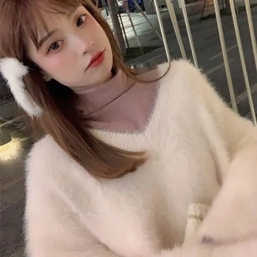 Pullovers Women Tender Loose Harajuku Chic Stylish Femme Korean Style Student Soft Elegant Aesthetic All-match Friends Casual