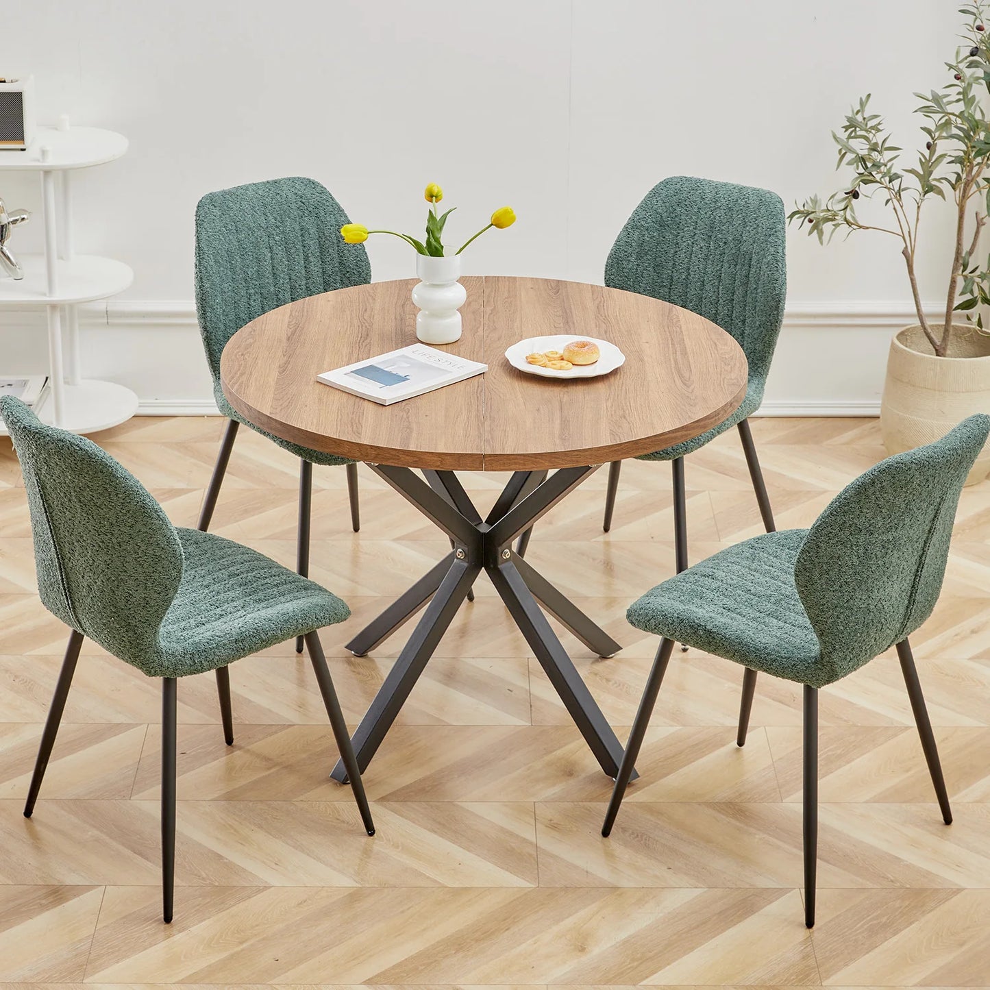 4Pcs/Set Modern Dining Chairs Padded Seat Iron Legs Nordic Minimalist office Chairs For Kitchen Living/Dining Room Restaurant