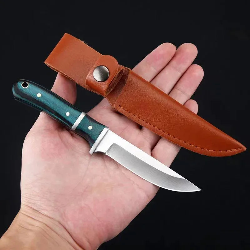 Barbecue Knife Can Open Bottle Cleaver Meat Fruit Vegetables Utility Boning Knife Kitchen Chef  Knives Wooden Handle With Sheath