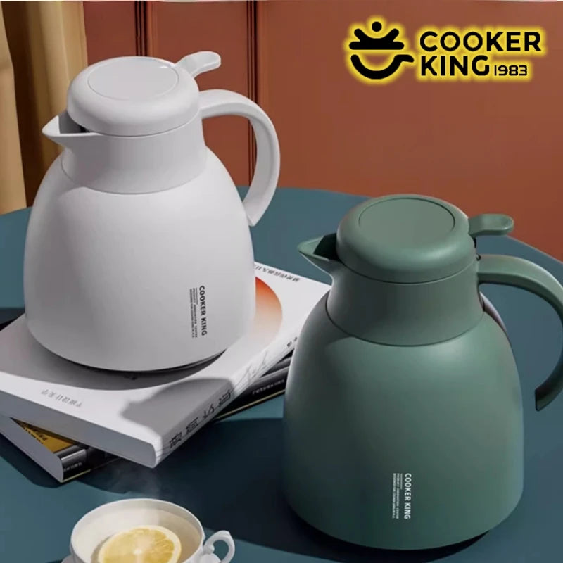 COOKER KING 1500ML Glass Inner Insulation Pot Thermal Kettle with Handle Dormitory Thermal Flask Keep Warm＆Cold Water Kettle