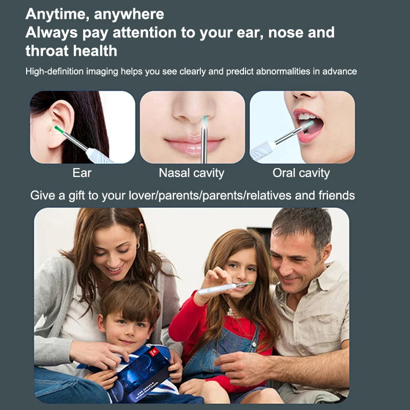 Intelligent WiFi Ear Health Device with Live Camera & LED Lighting, Solid ABS Plastic, Easy Transportation Design