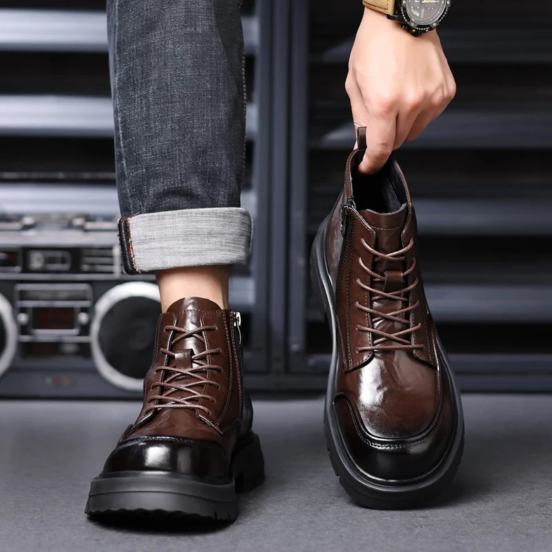 2025 Autumn Boots Men's British Style Workwear Shoes Casual Popular Men's And Women's High-Top All-Match Men's Shoes