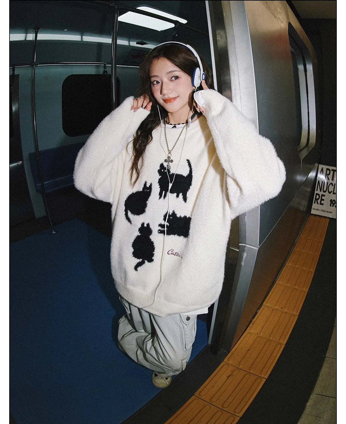 Pullovers Women Cartoon Trendy All-match O-neck Lazy Style Autumn Winter Imitation Mink-fleece Knitted Cozy Chic Ins Sweaters