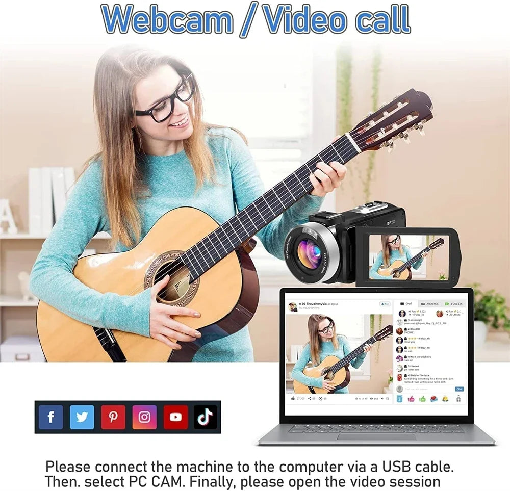 Digital Cameras 4k Professional Camcorder 48MP Camera WiFi Youtube Camera 18X Digital Zoom Camera Digital Webcam For Vlog Video