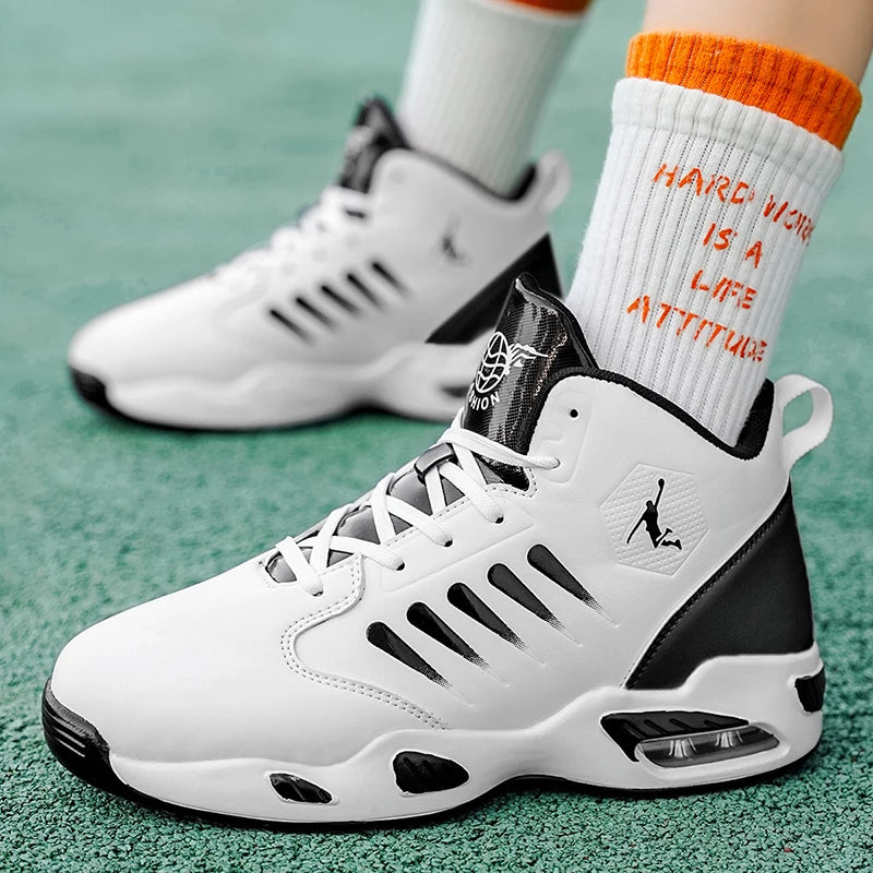 Men's Basketball Shoes - Comfortable Athletic Casual Shoes with Cushioned Rubber Soles, Lace-Up Design Suitable for Gym, Basketball, Jogging - All-Season Performance Shoes, Lightweight for Everyday Wear, Wear-Resistant and Du