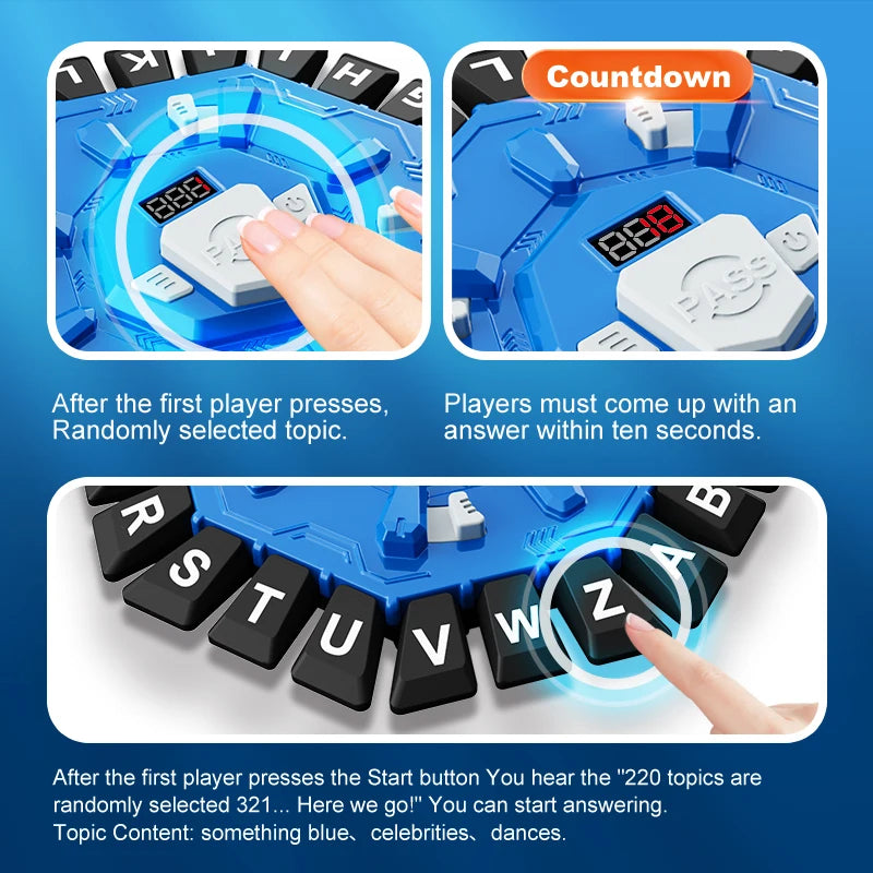 Word Game Family Board Game with Digital Display Timer Fun Fast-Paced 24-Letter Game for Learning Party Interactive