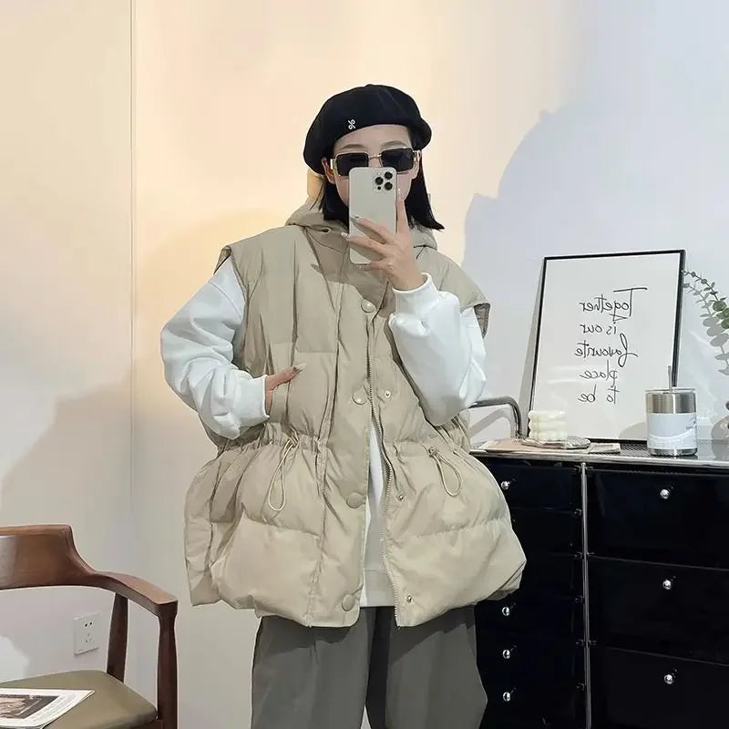 Warm Vest for Women Quilted Solid Color New Outerwear Clothes Fashion 2025 Waistcoat Woman Insulated Elegant Cheap Demi-season