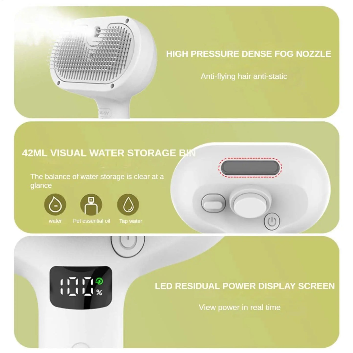 Dog Brush for Grooming Portable Pet Hair Removal Comb Electric Pet Spray Grooming Comb Cleaning Steam Brush Pet Supplies