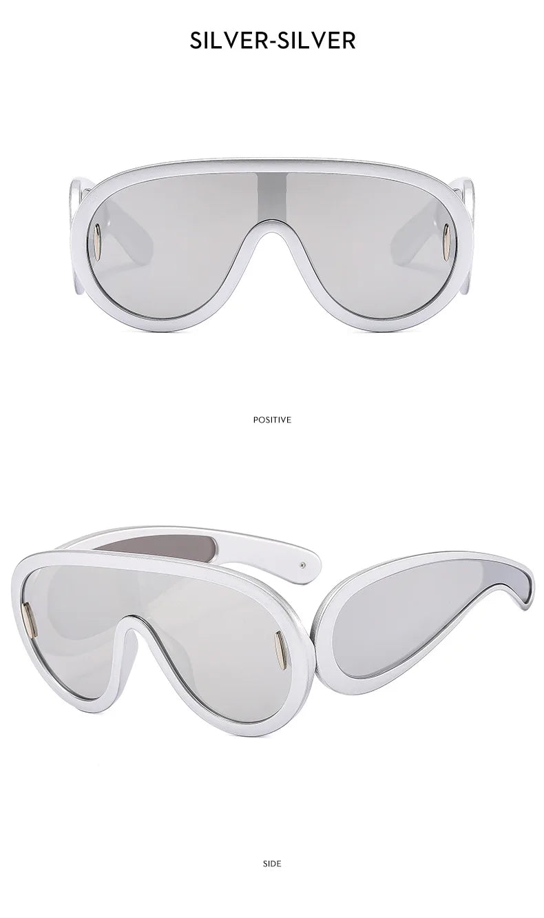 SHAUNA Oversized Women Goggle Sunglasses Trending Men One-Piece Mirror Shades UV400