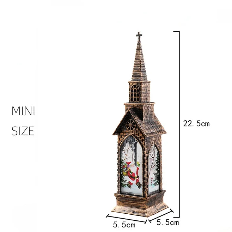 Christmas Decoration LED Electronics Wind Lantern Small Church Ornament Catholic Angel Jesus Holy Family Home Room Shelf Garnish