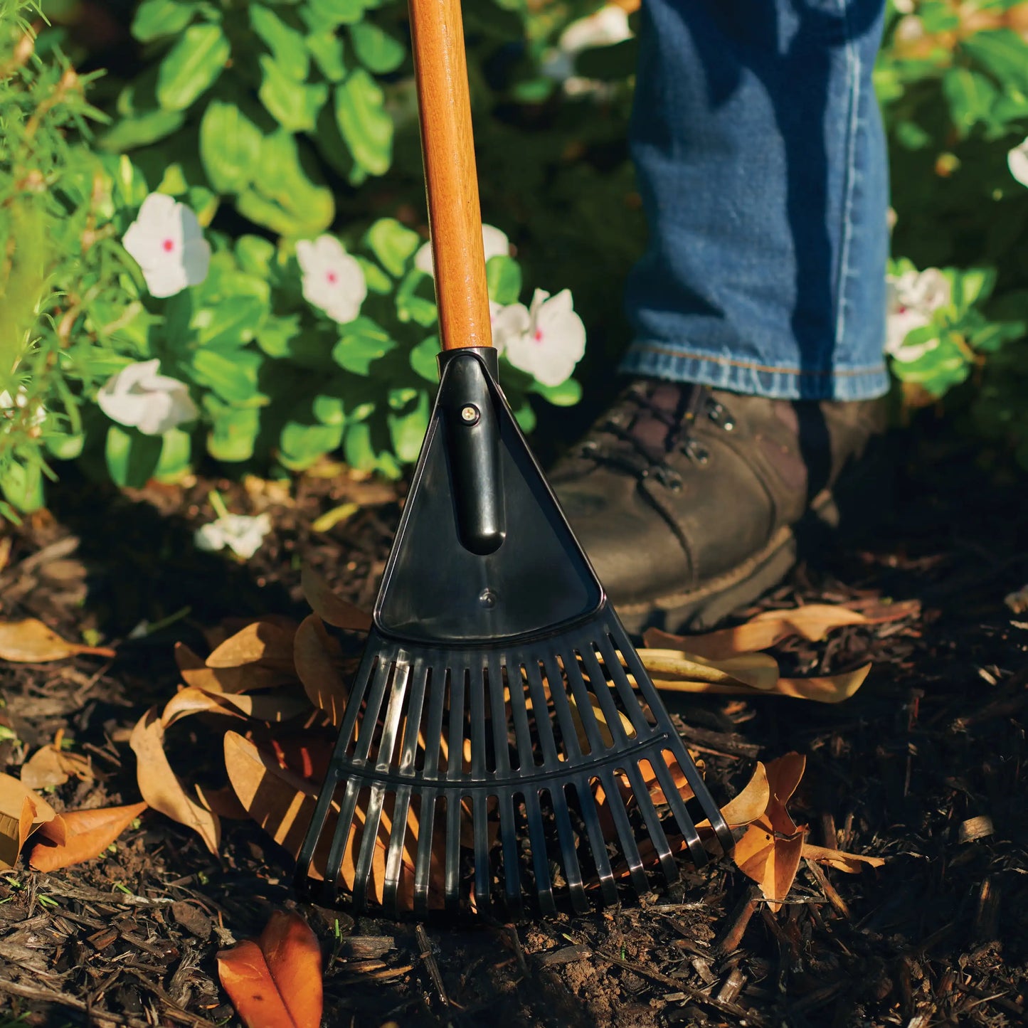 8-inch Wood & Poly Shrub Leaf Rake