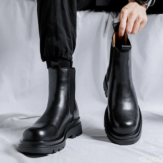 spring autumn new boots for men simple comfortable versatile thick sole high height wear resistant anti slip men's boots