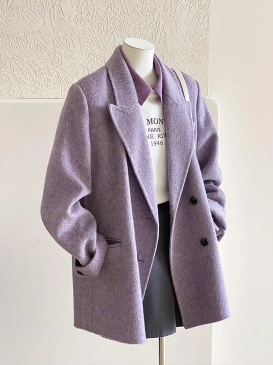 Coats for Woman Autumn Winter New Elegant Long Sleeves Short Woolen Jacke Korean Fashion Casual Loose Keep Warm Versatile Coats