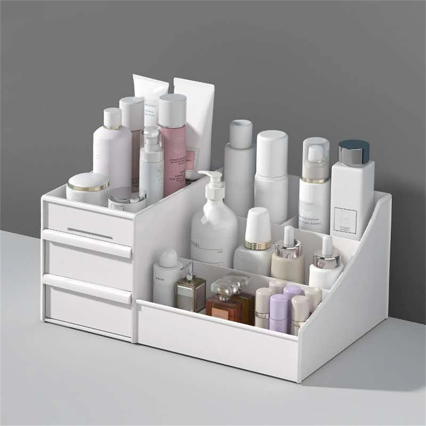 Cosmetic Display Case Desk Storage Box with Clear Drawers Large Capacity Makeup Brush Organizer For Bathroom Desktop