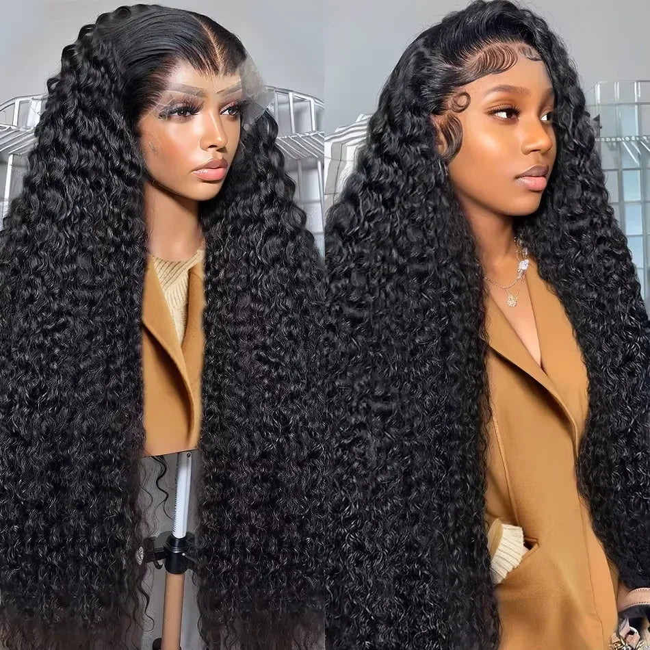 46 Long Inch Deep Wave Wig 13x4 13x6 HD Lace Frontal Pre Plucked Brazilian Natural Black Curly Wave Human Hair Wigs For Women