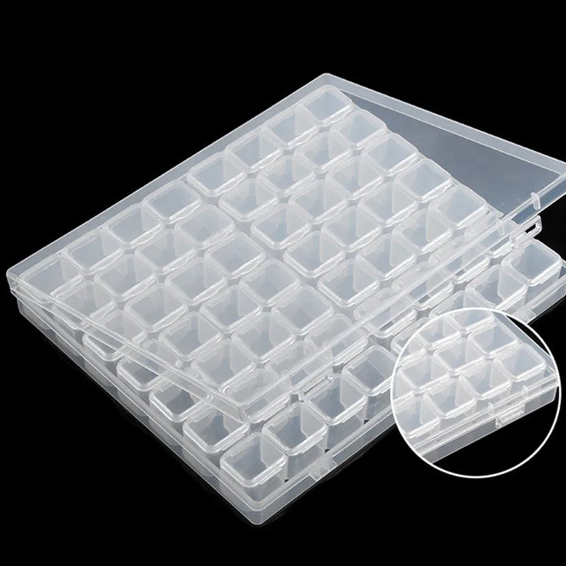 1PC 28/56Girds Clear Storage Box Square Compartment Organizers Plastic Storage Beads Jewelry Case Home Goods Storage Container