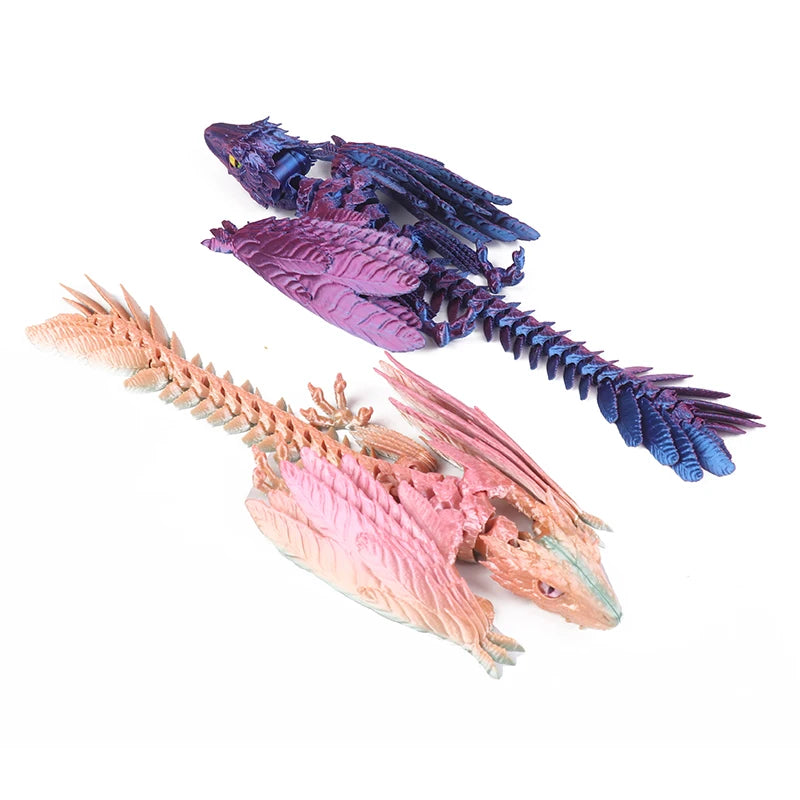 3D Printed Dragon Feathered Wyvern Dragon Articulated Fidget Dragon Home Office Decor Desktop Pet Desk Toy