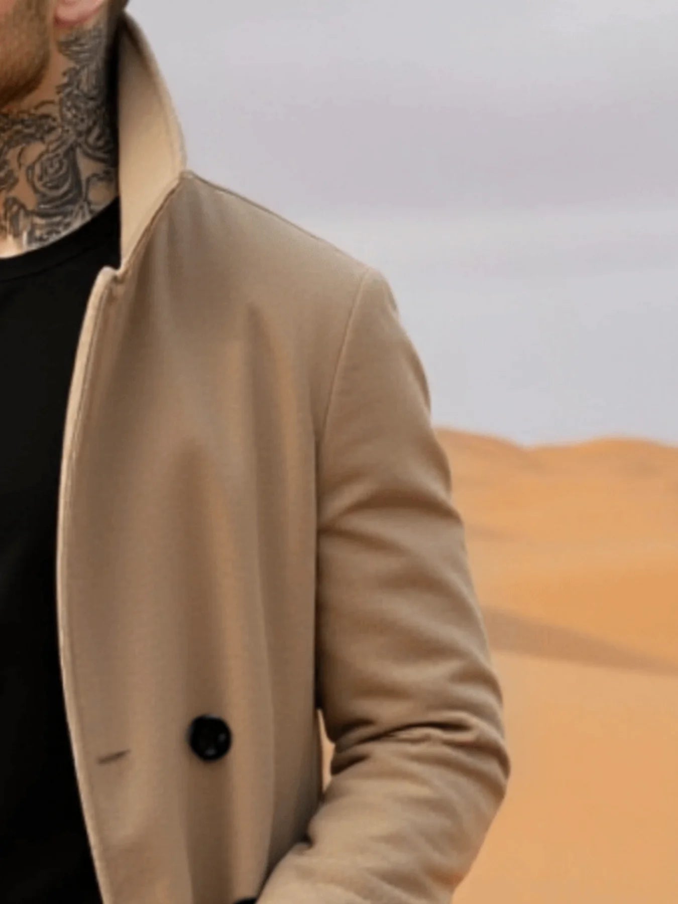 Winter Essential Trench! Men's Wool Coat with Lined Thermal Fabric: Classic Trench Style, Solid Jacket, Travel Ready!
