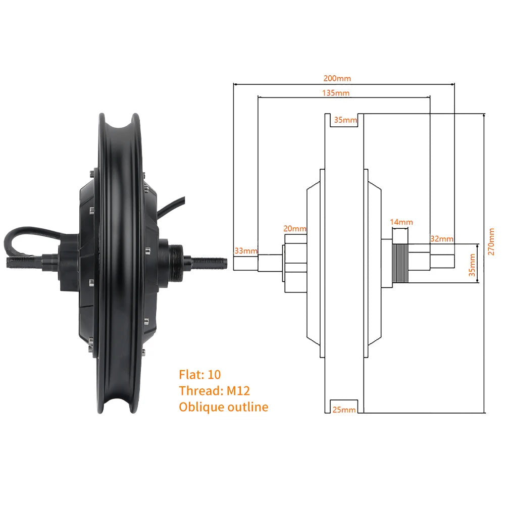 Electric Bike Motor 14 Inch 48V 72V 3500W 5000W DC Brushless Motor Suitable For Kugo Kirin B2 Electric Scooter
