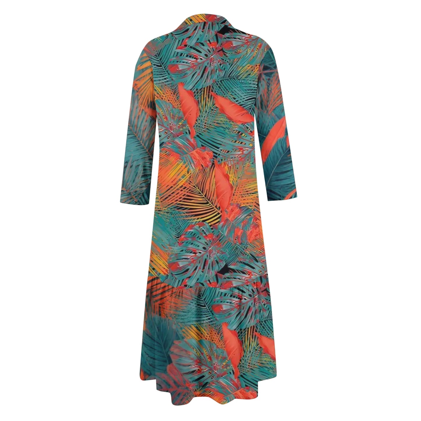 Ladies' Fashionable Temperament Autumn And Winter Button Lapel Long Sleeved Retro Printed Spring And Autumn Dress