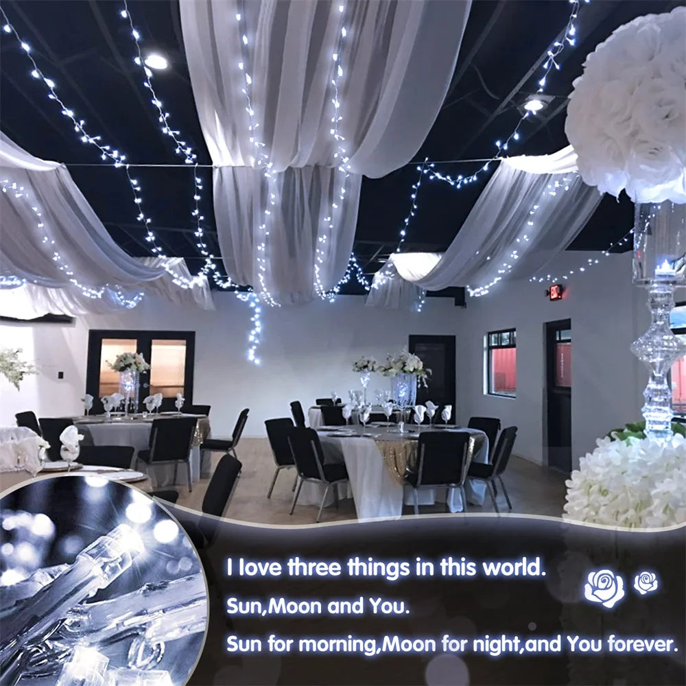 Christmas Lights Outdoor Battery Power String Lights Waterproof Twinkle Fairy Mini Lights with 8 Modes Remote Indoor White