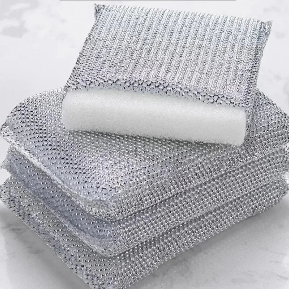 Set of 4 Non-Scratch Pot Scrub Sponges - Dishwashing & Household Cleaning