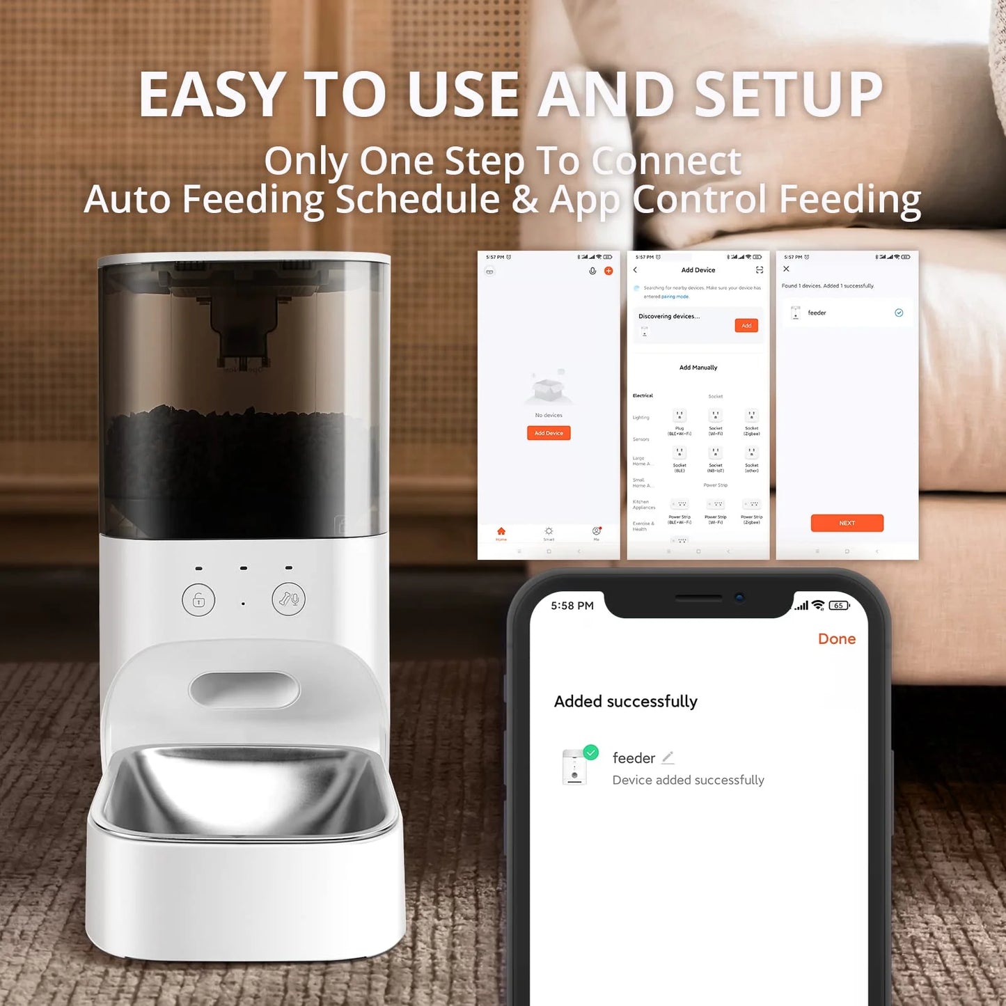 Timed Automatic Cat Feeder APP Control Dog Food Dispenser Stainless Steel Lock Lid 30S Voice Recorder 4L Programmable Pet Feeder