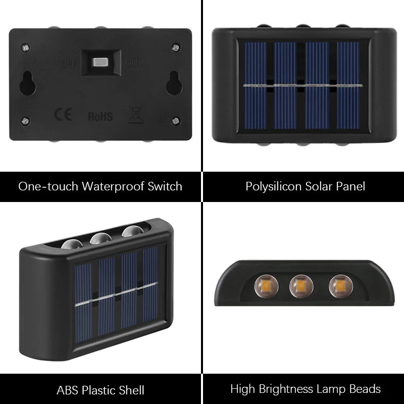 Solar LED Light, Outdoor Waterproof Wall Lamp, Dusk to Dawn Fence Lighting for Summer Garden Yard Porch Walkway Camping Home Dec