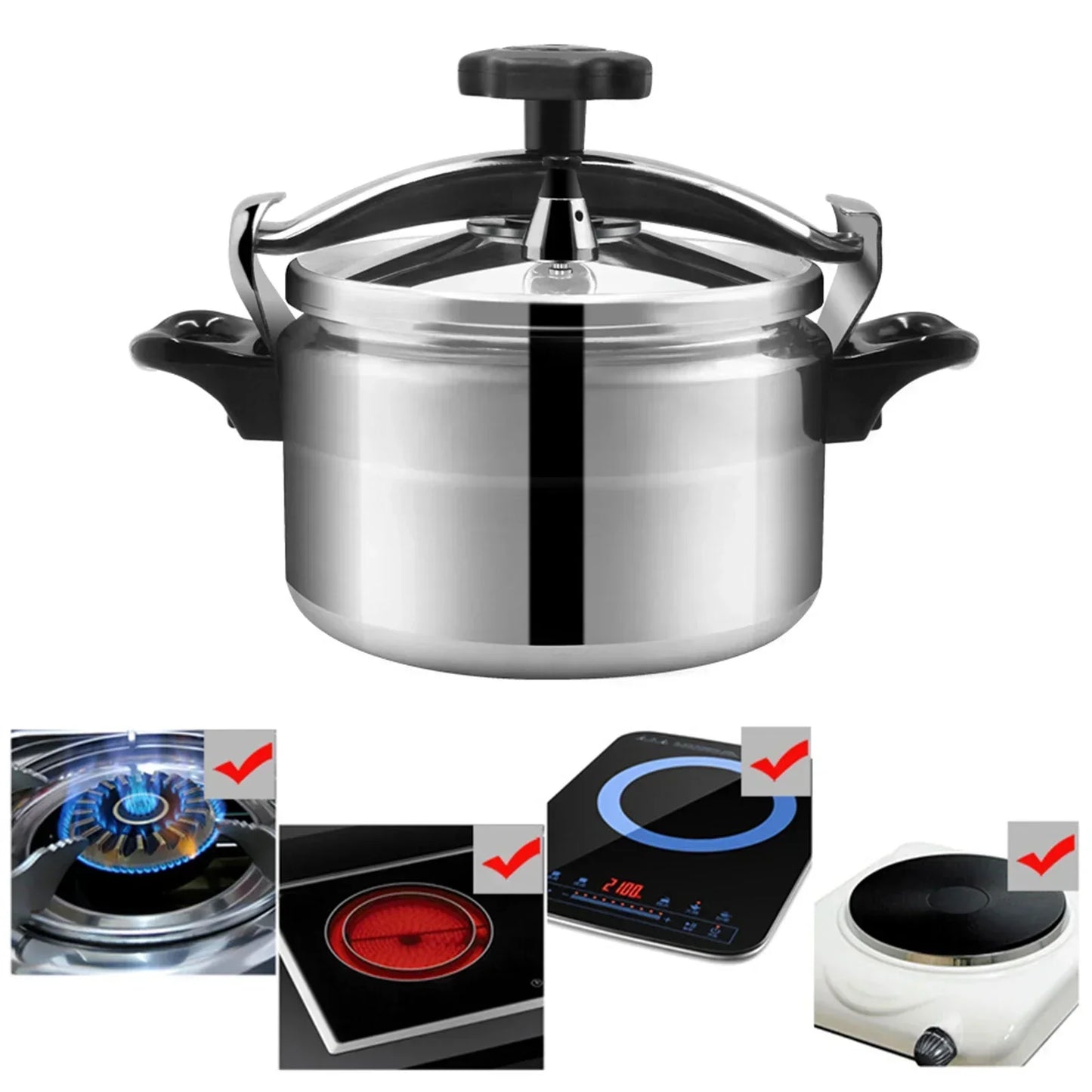 Pressure Canner Cooker Hot Cooking Safety Lock with Secure Knob Cookingfor All Hob Types Universal Easy to Deep Pressure Pan