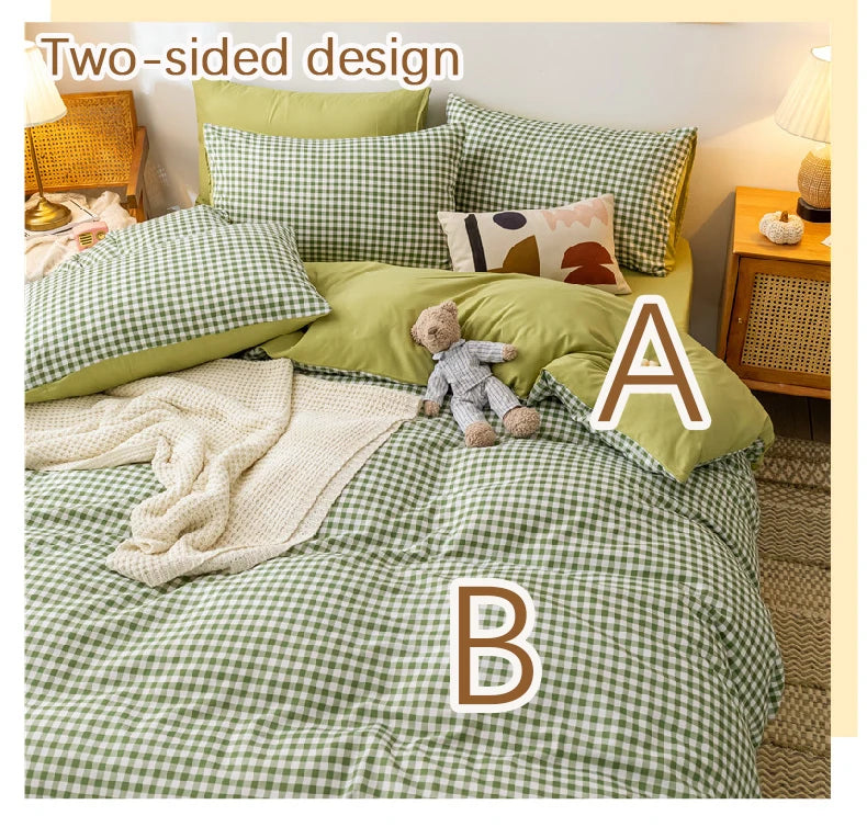 Kawaii Bear Printed Bed Set Floral Duvet Cover Pillowcase Bedding Set Cute Dog Bed Linen Sheet Quilt Cover Full Queen King Size