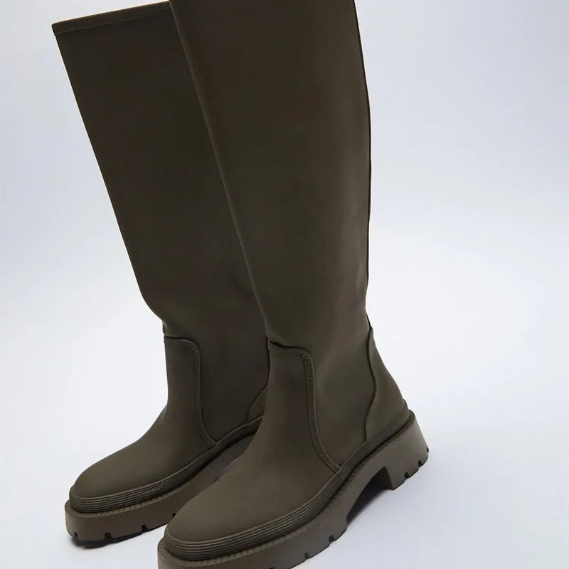 Boots Woman Winter 2022 Platform Thigh High Boots Women   Square Toe Chunky Party Knee High Wedge Long Woman Boots