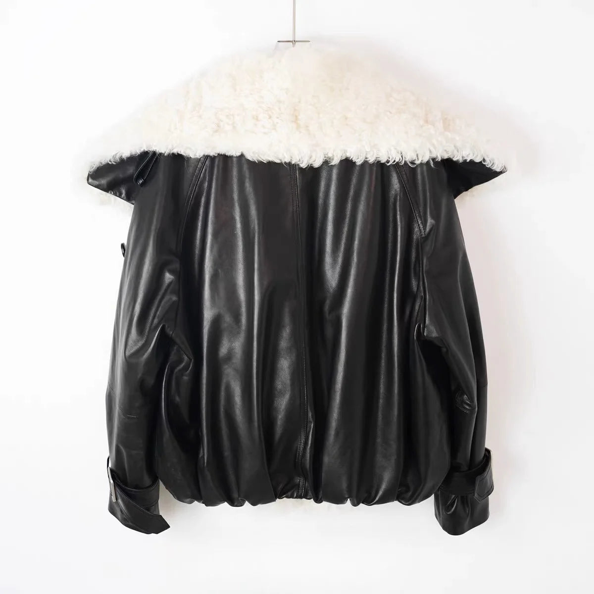 Winter in Coats & Jackets for Women 2025 Genuine Leather Jacket Female Large Wool Lapel Stylish Motorcycle Warm Short Coat With