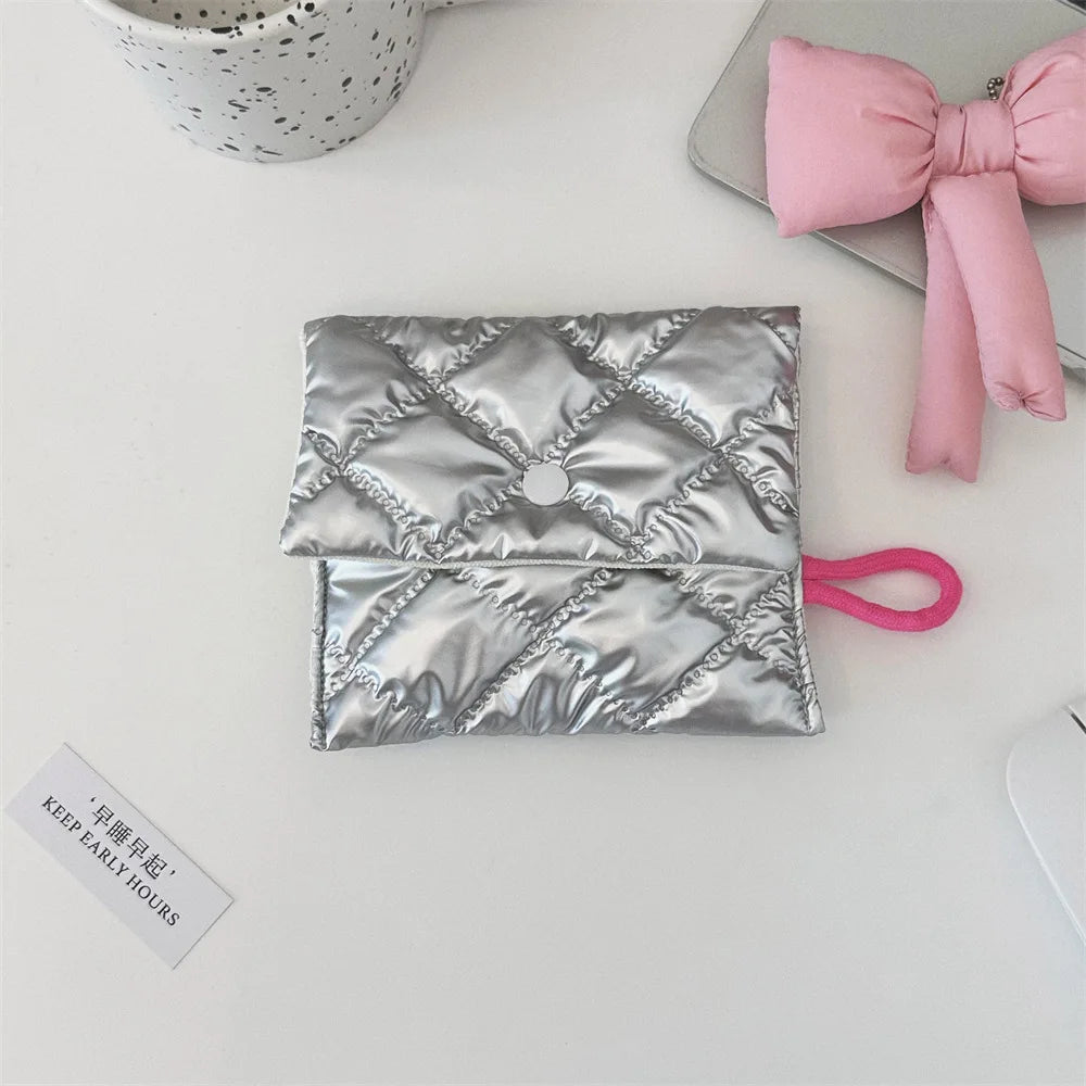 Silver Lingge Bow Pattern  Coin Purses Small Canvas Coin Wallet Lady Girls Earphone Coin Key Money Storage Bag Zipper Pouch