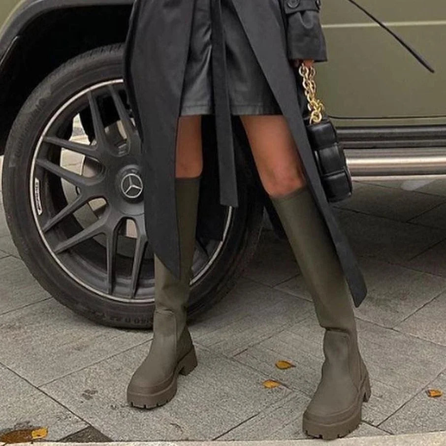 Boots Woman Winter 2022 Platform Thigh High Boots Women   Square Toe Chunky Party Knee High Wedge Long Woman Boots
