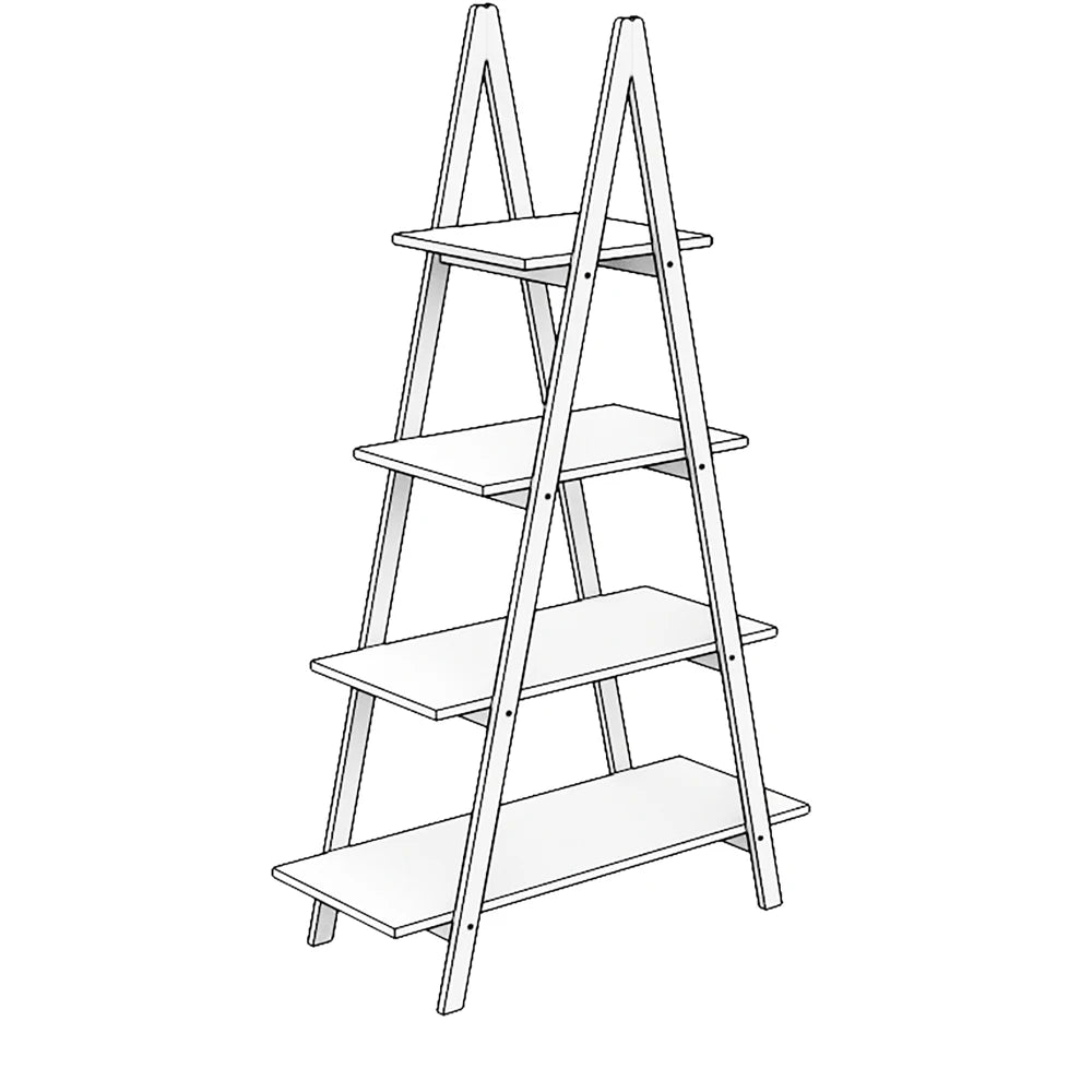 Solid Bamboo Wood Oxford “A”frame Ladder Display Bookshelf Warehouse Supermarket Kitchen Shelves Living Walnut 4 Tier Bookshelf
