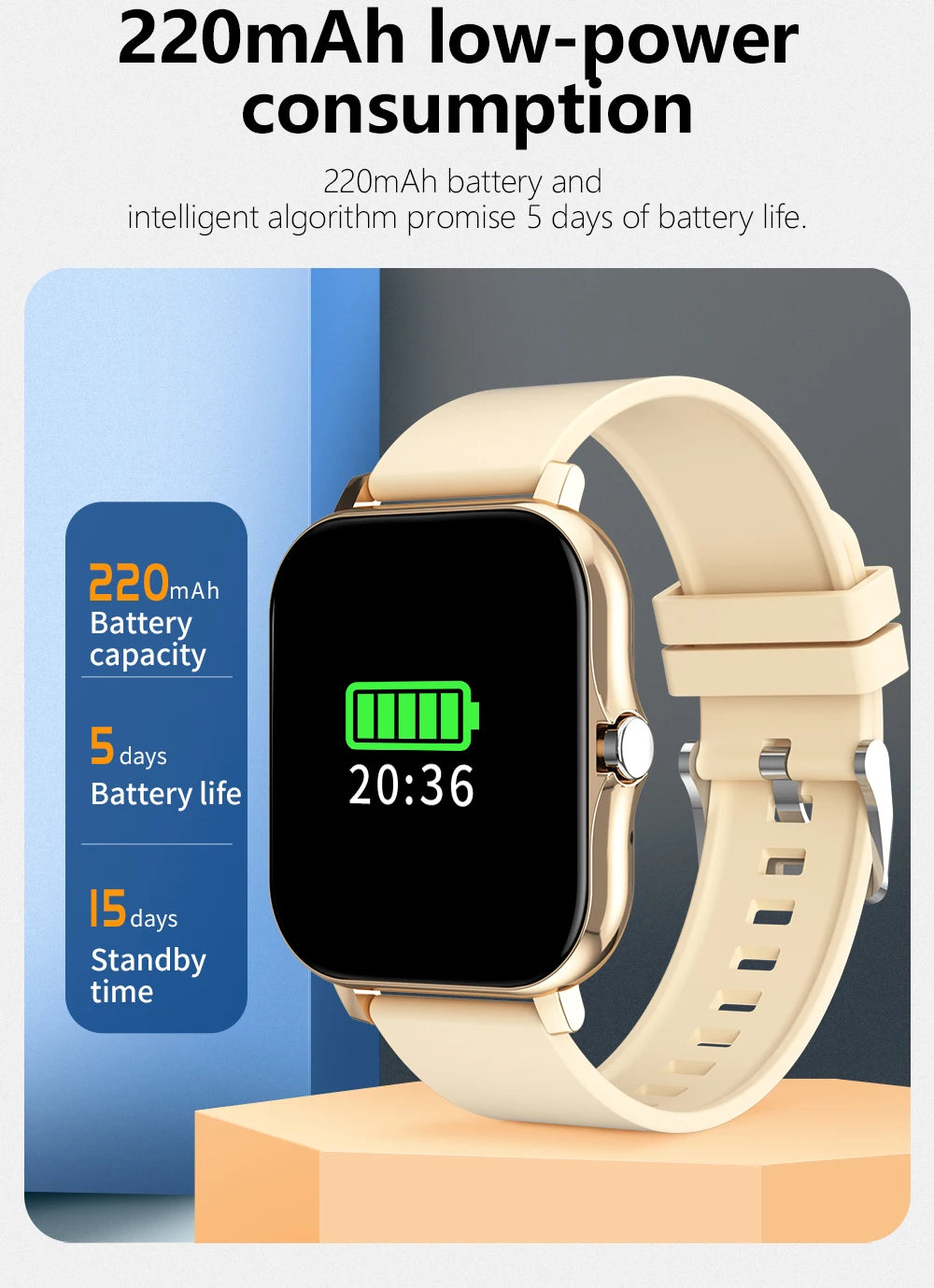 Smart Fitness Tracker Bracelet with Color Screen Health Reminders Exercise Step Counting Intelligent Information Notifications